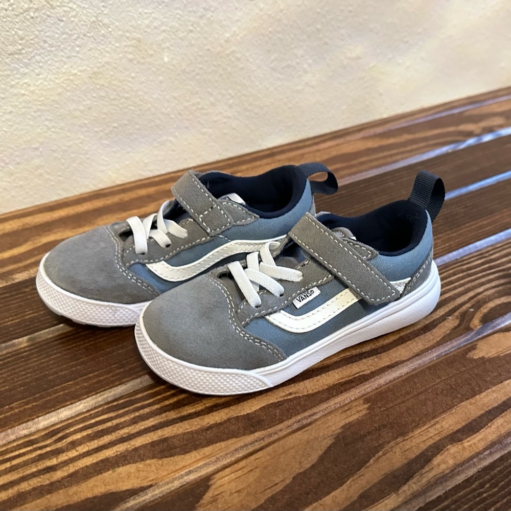 Vans Kids Blue and Gray Sneakers - Velcro - new without tag